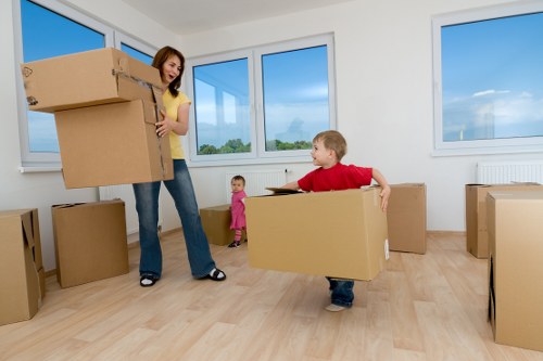 Packed boxes and moving supplies ready for a Catford home move